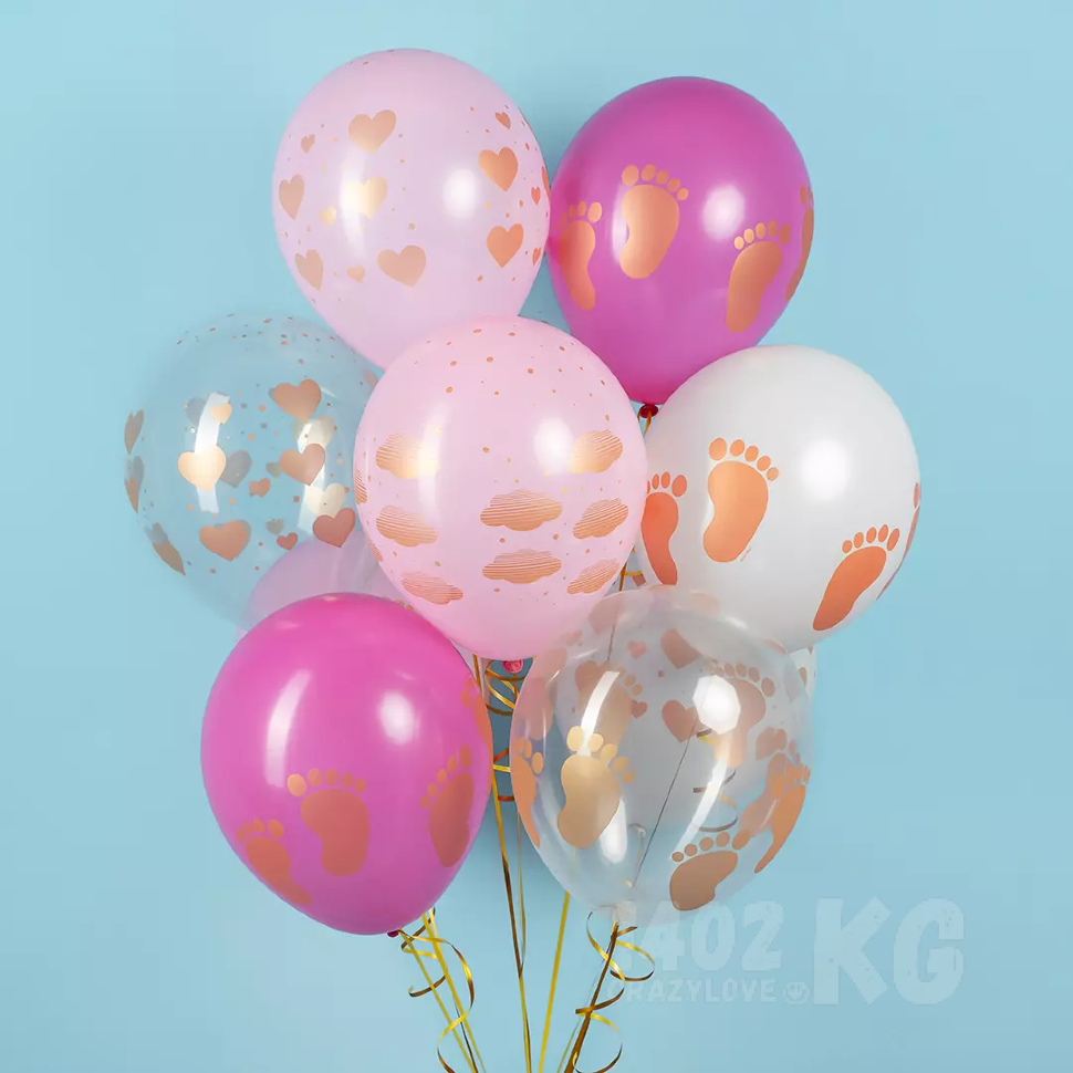 Гелиевый Шар (12''/30 см) Новорожденный (сердца и облака), Ассорти, кристалл(*)