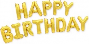 Набор шаров-букв (16''/41 см) Мини-Надпись "Happy Birthday", золото, 1 шт 
