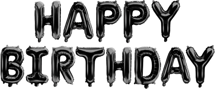 Набор шаров-букв, Надпись Happy Birthday Черный 1шт