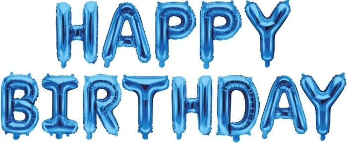 Набор шаров-букв, Надпись Happy Birthday, Синий 1шт