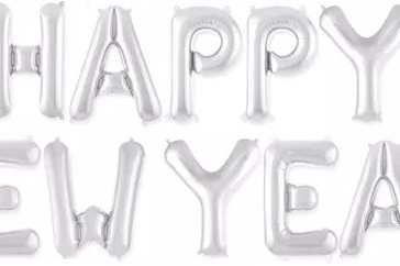 Набор шаров-букв (16''/41 см) Мини-Надпись "Happy New Year", Серебро, 1 шт. в упак.
